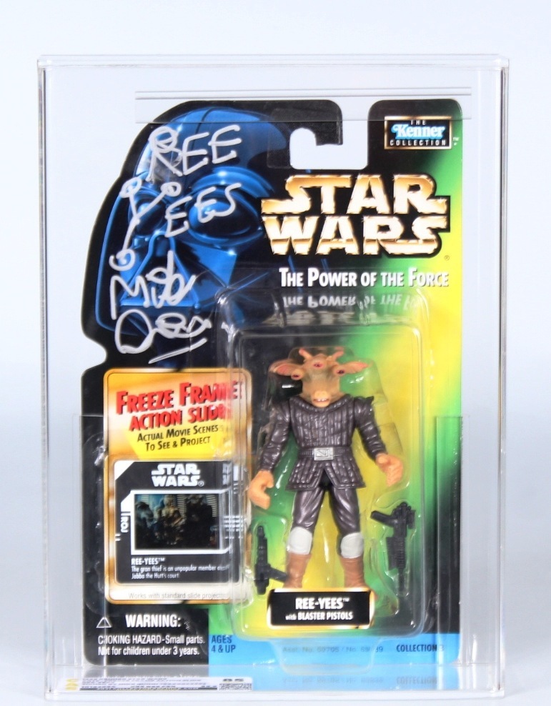 CUSTOM 1998 Kenner Star Wars POTF Freeze Frame Carded Action Figure -  Ree-Yees (Signed by Mike Quinn) JSA COA