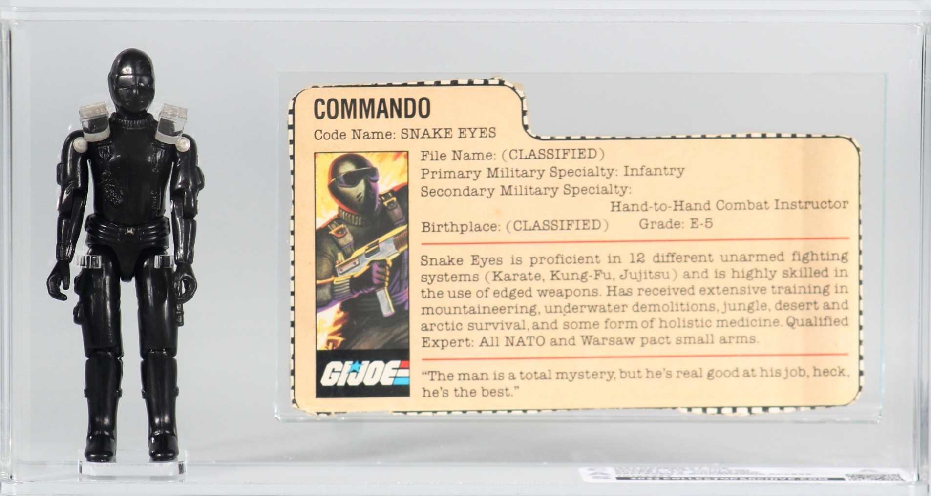 1982 Hasbro G.I. Joe Loose Action Figure & Filecard - Snake Eyes