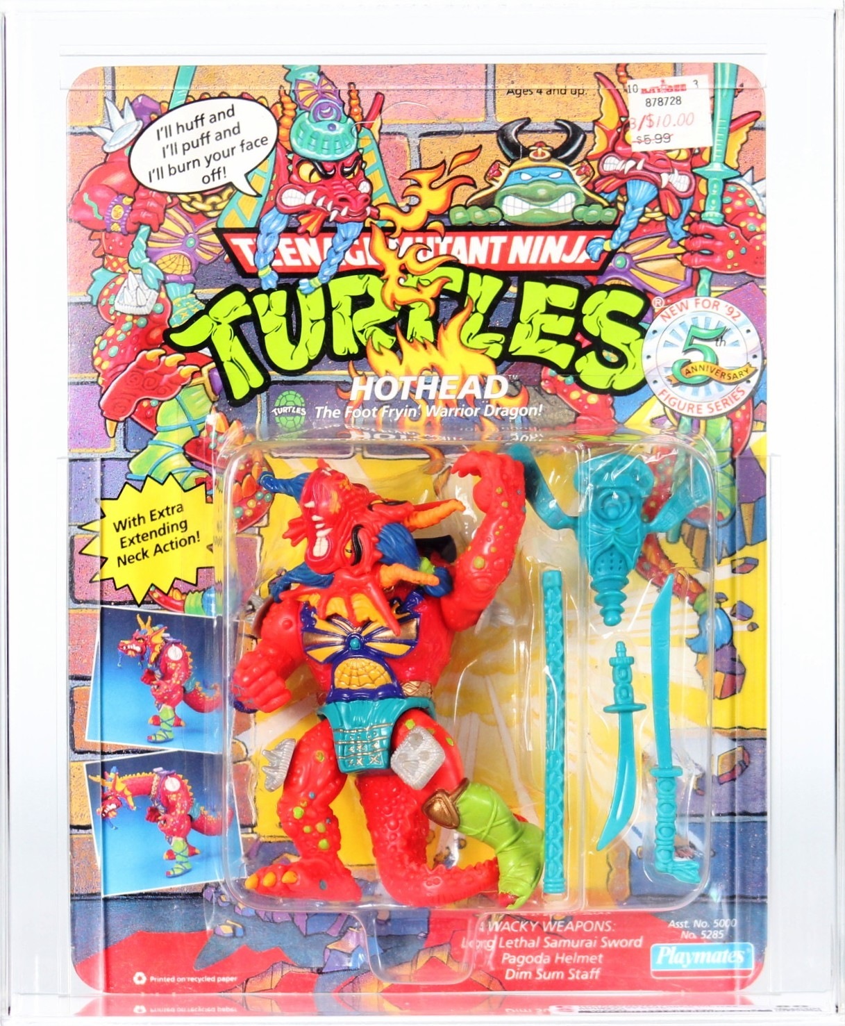 1992 Playmates Teenage Mutant Ninja Turtles Carded Action Figure Hothead