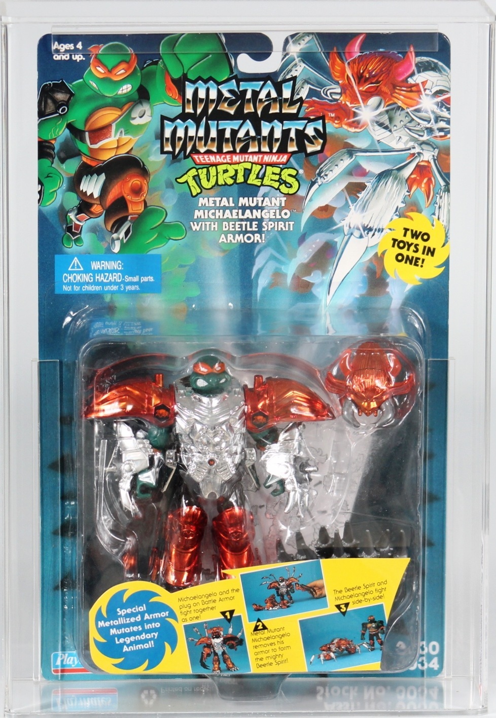 1995 Playmates Teenage Mutant Ninja Turtles Metal Mutants Carded Action  Figure - Michaelangelo