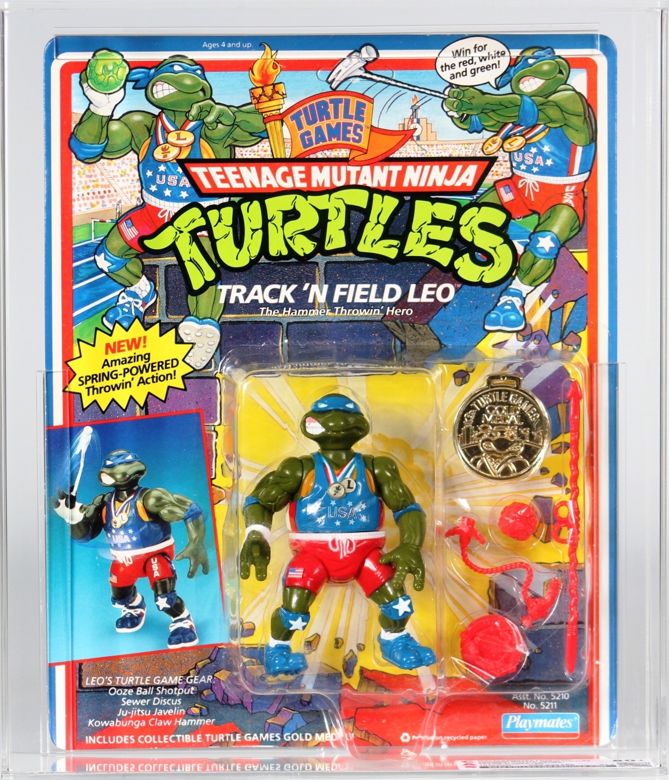 1992 Playmates Teenage Mutant Ninja Turtles Carded Action Figure - Track 'N  Field Leo