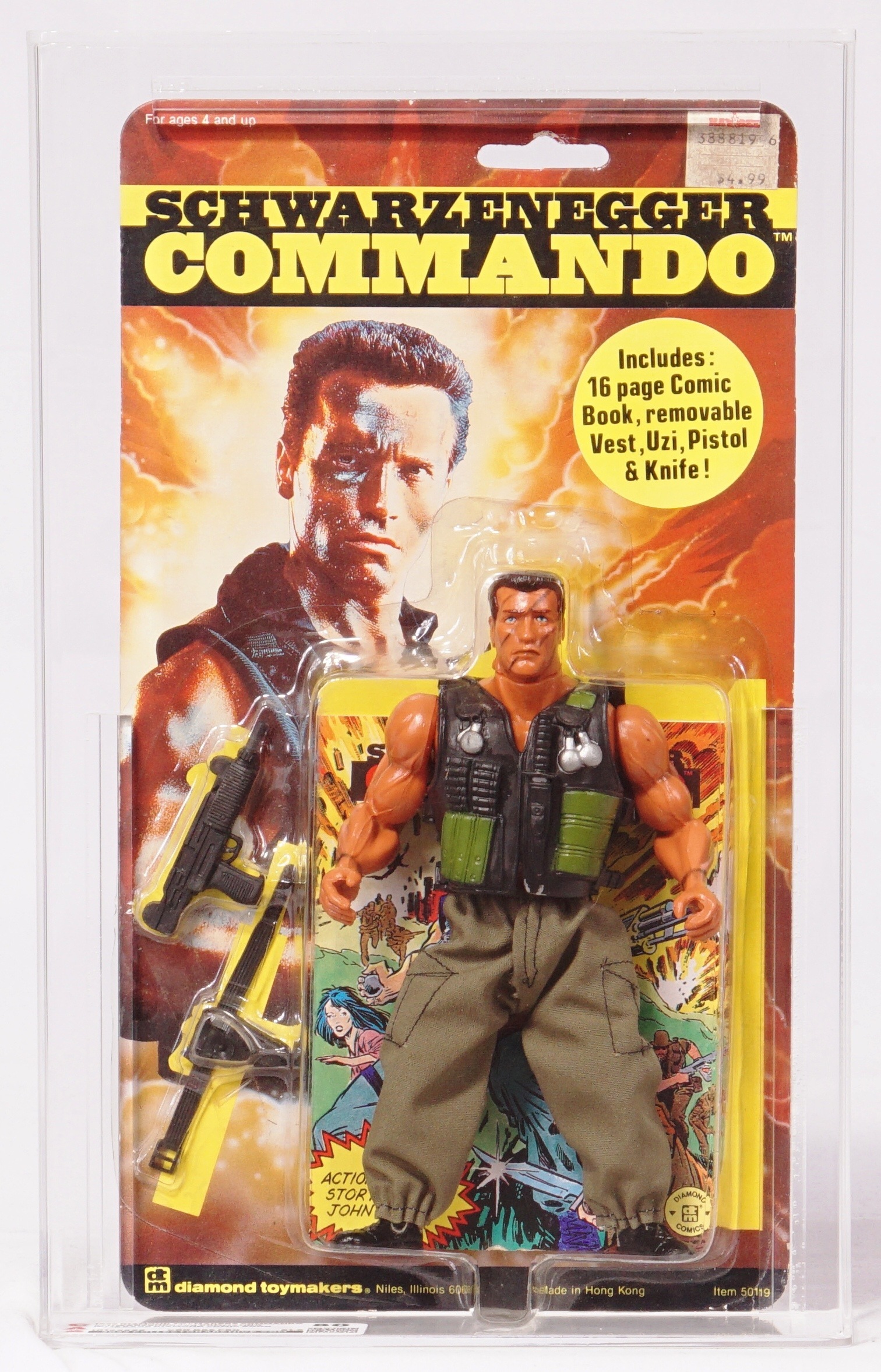 Muligt patron hovedsagelig 1985 Diamond Toymakers 6 Inch Carded Action Figure - Commando Arnold  Schwarzenegger