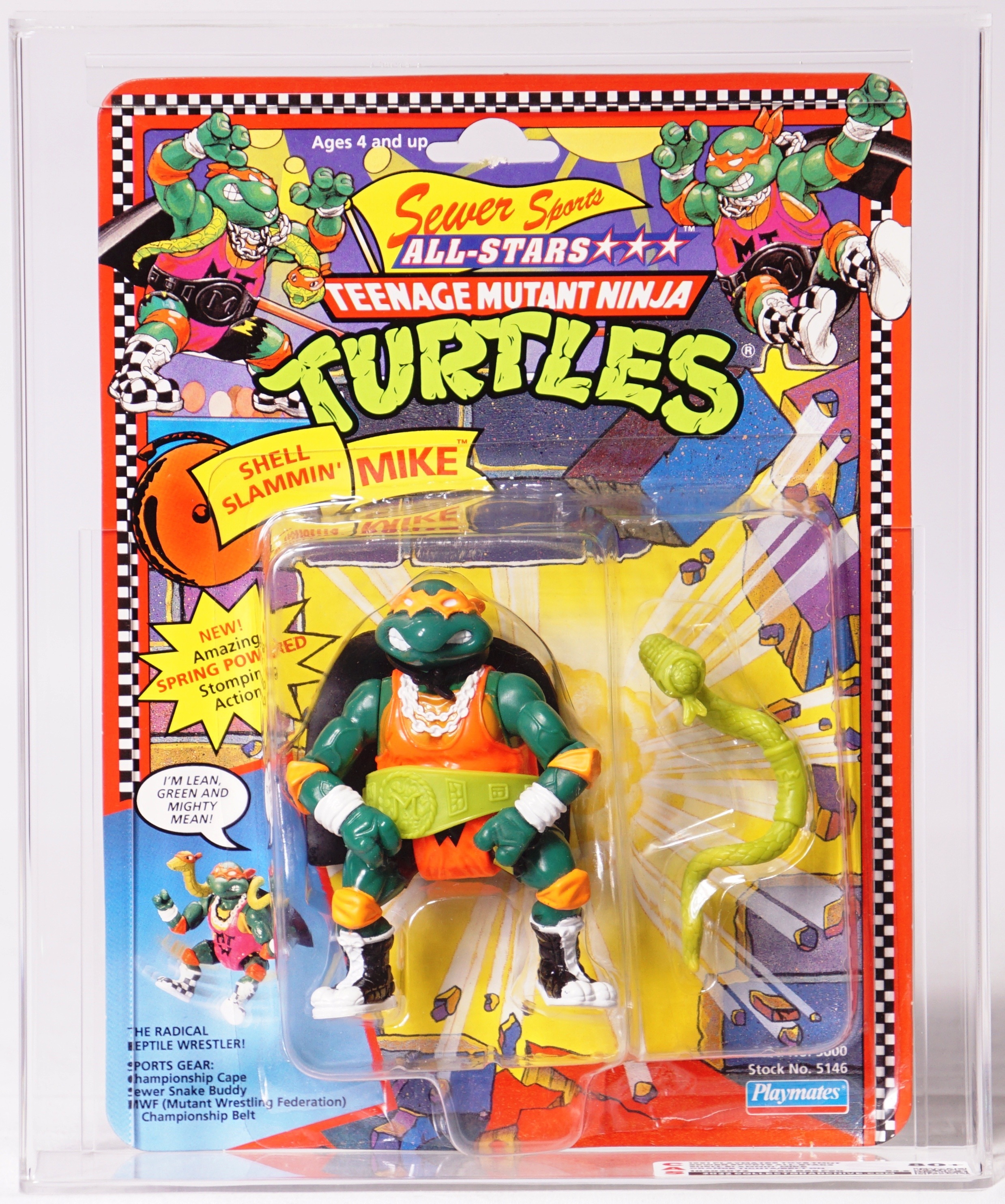 1991 Playmates Teenage Mutant Ninja Turtles Carded Action Figure - Shell  Slammin' Mike (Orange Tights)