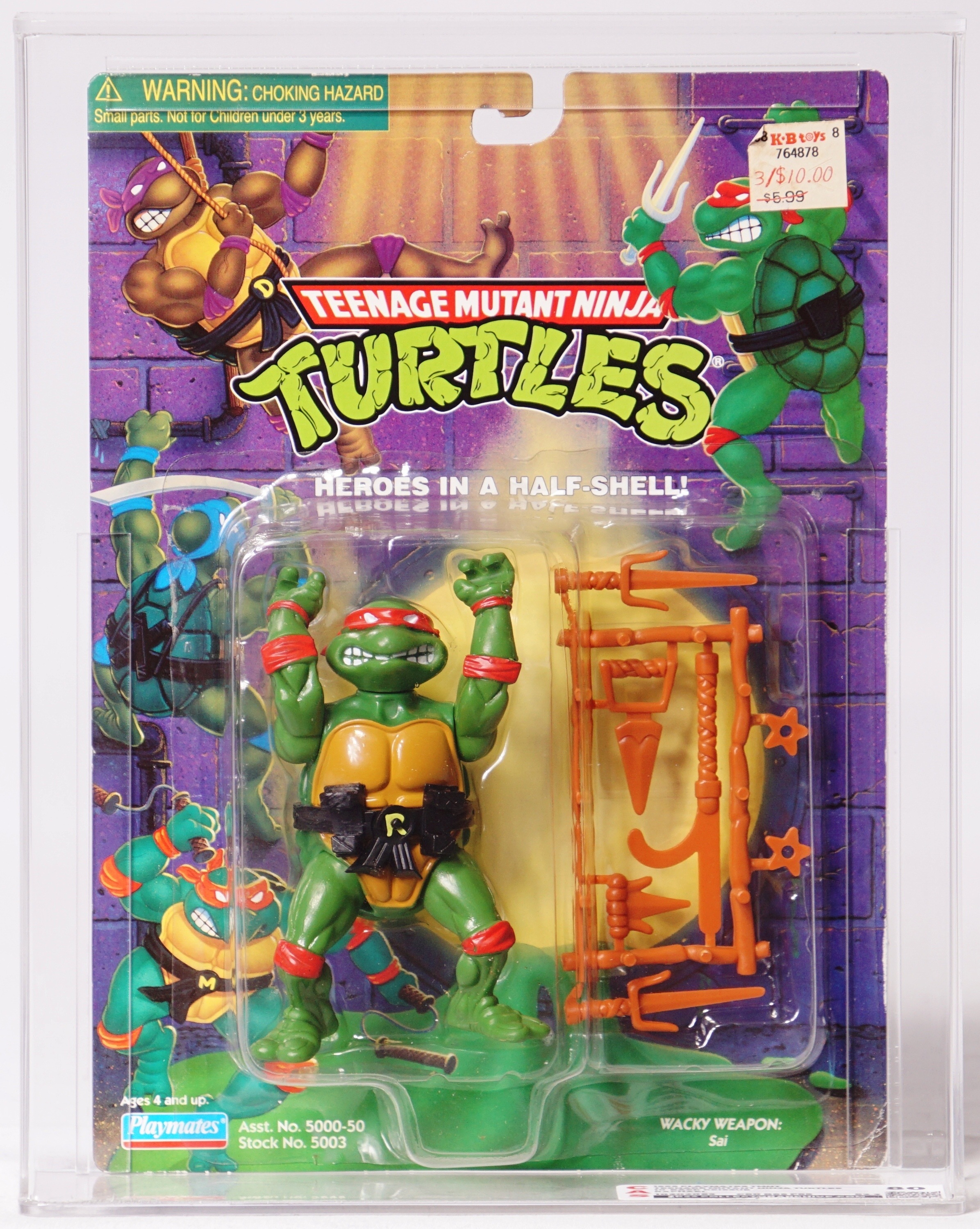 1998 Playmates Teenage Mutant Ninja Turtles Carded Action Figure - Raphael  (10-Back Reissue)