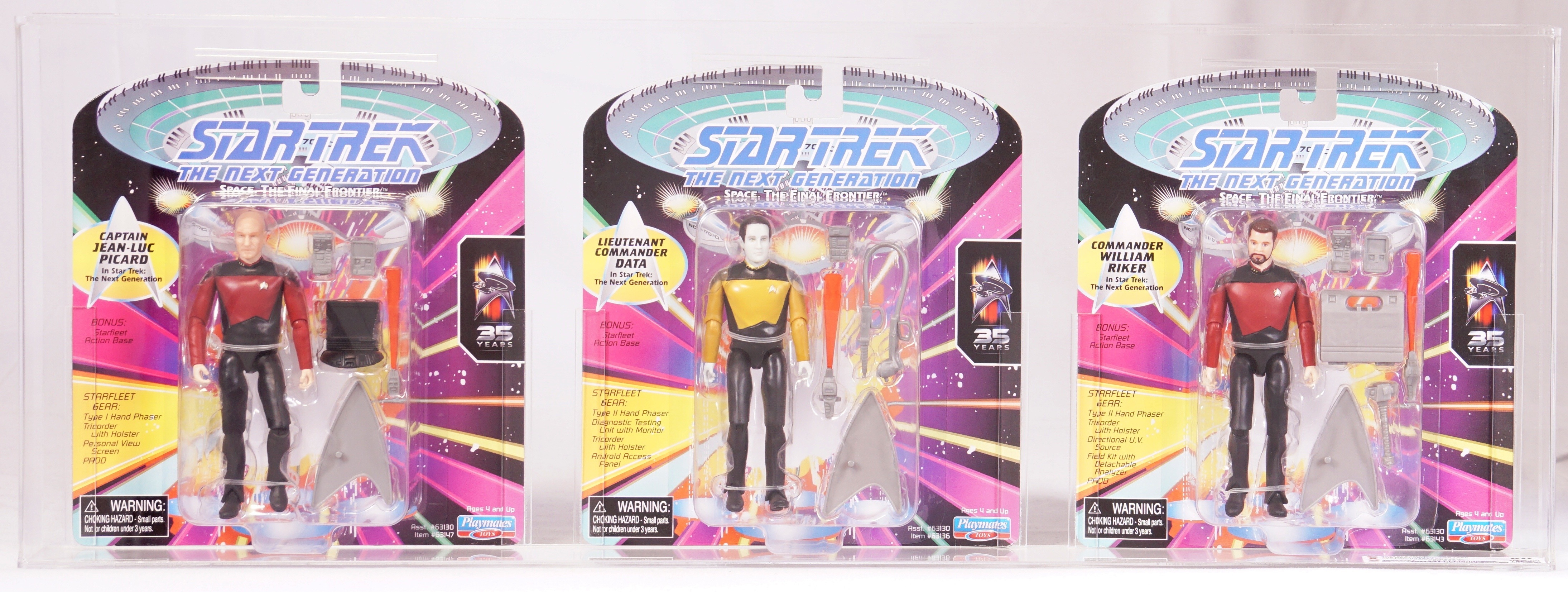 CUSTOM 2022 Playmates Star Trek TNG 35th Anniversary 3pc Carded Action  Figures - Picard/Data/Riker
