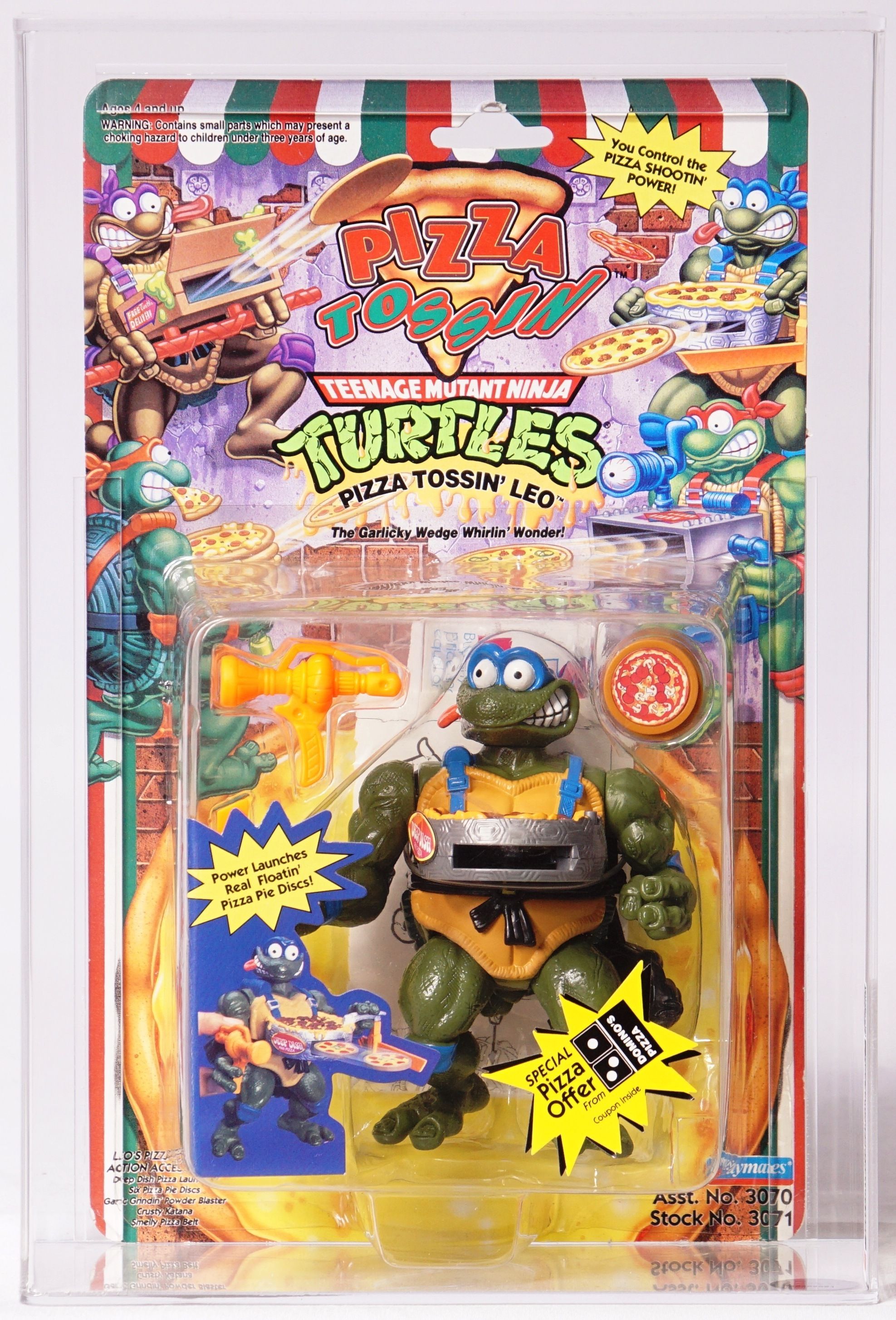 1994 Playmates Teenage Mutant Ninja Turtles Carded Action Figure - Pizza  Tossin' Leo, image size:1975x2908