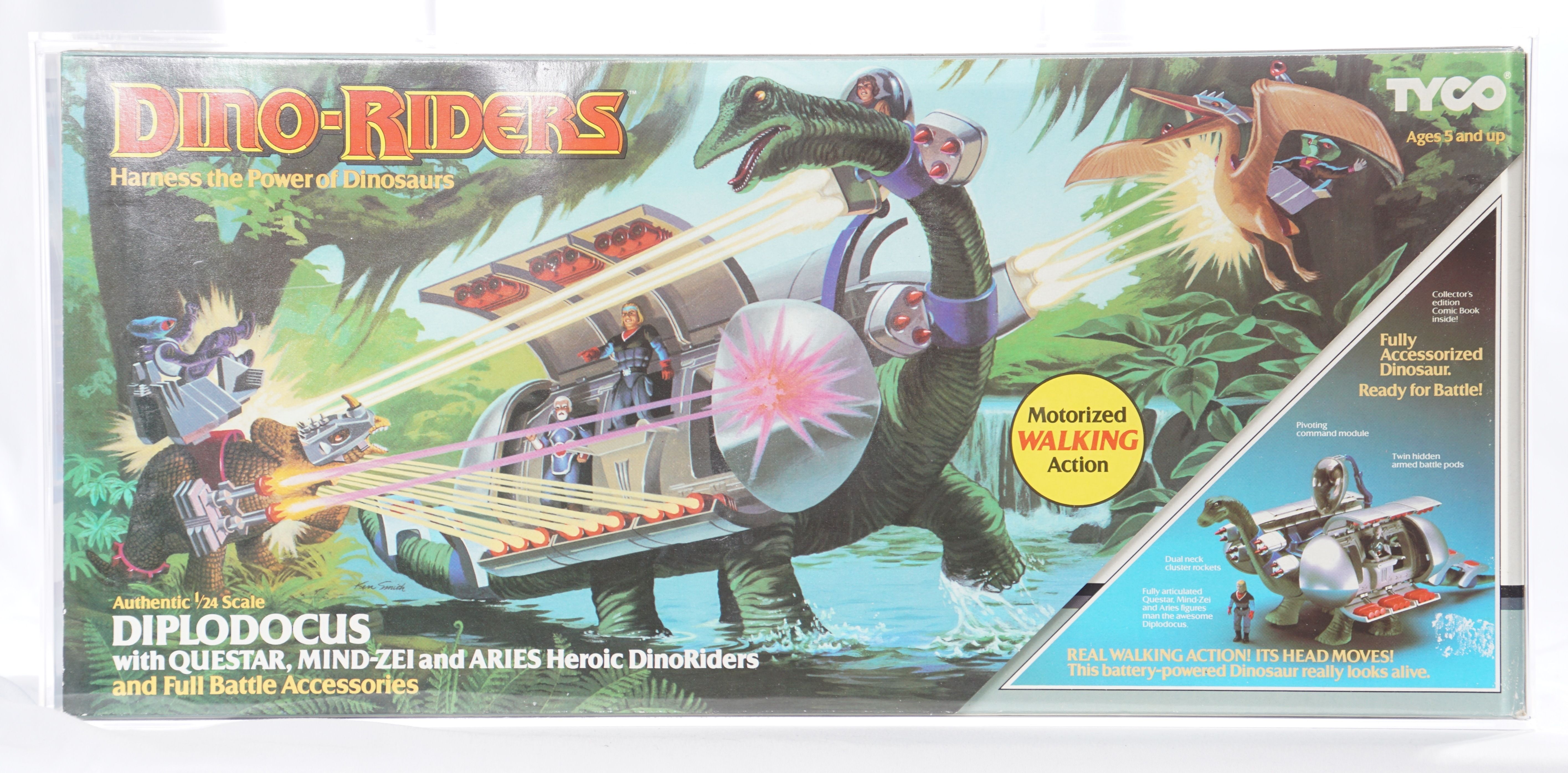 1988 Tyco Dino Riders Ice Age Boxed Action Figure - Diplodocus