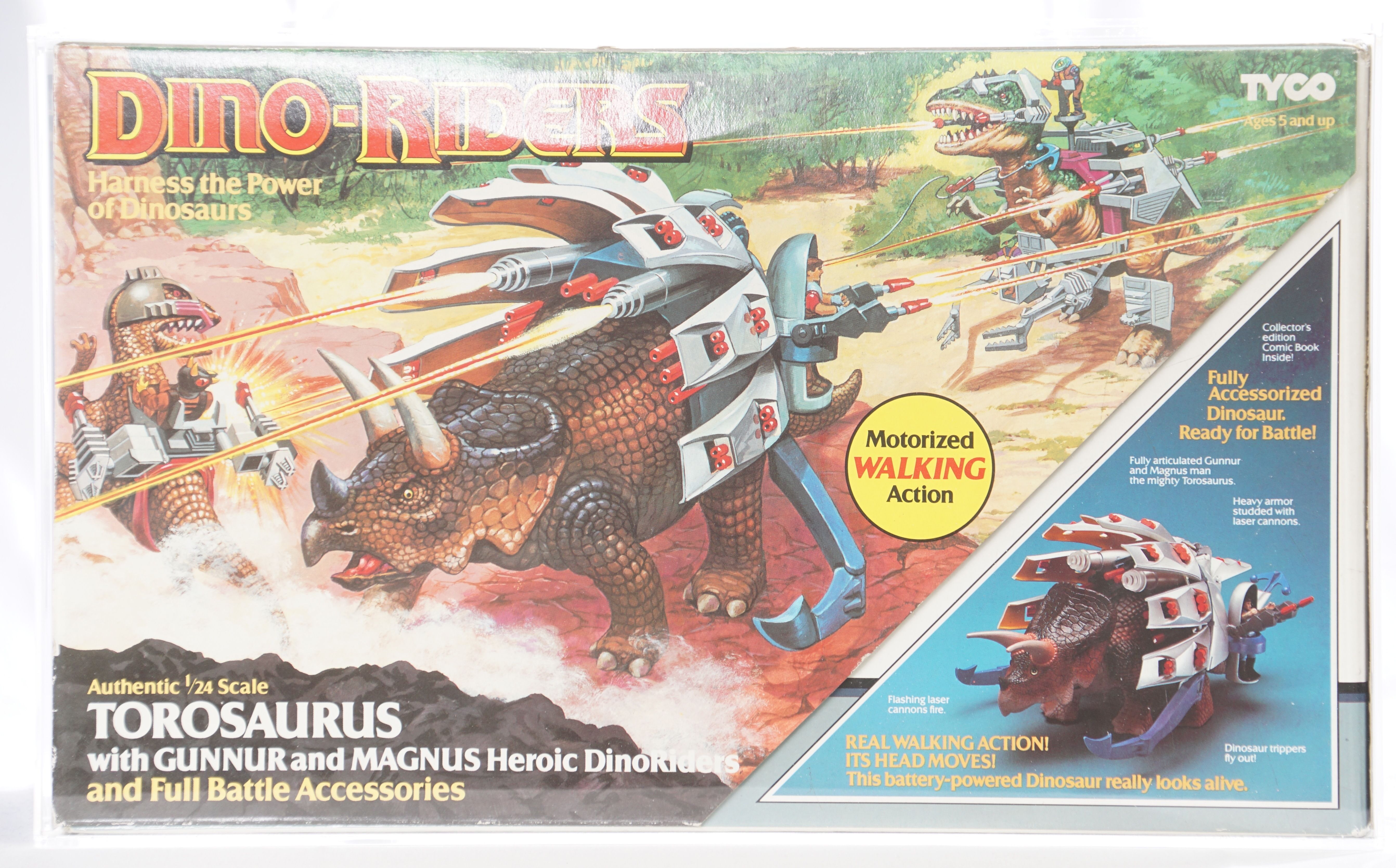 1988 Tyco Dino Riders Boxed Action Figure - Torosaurus (Flap Closed)
