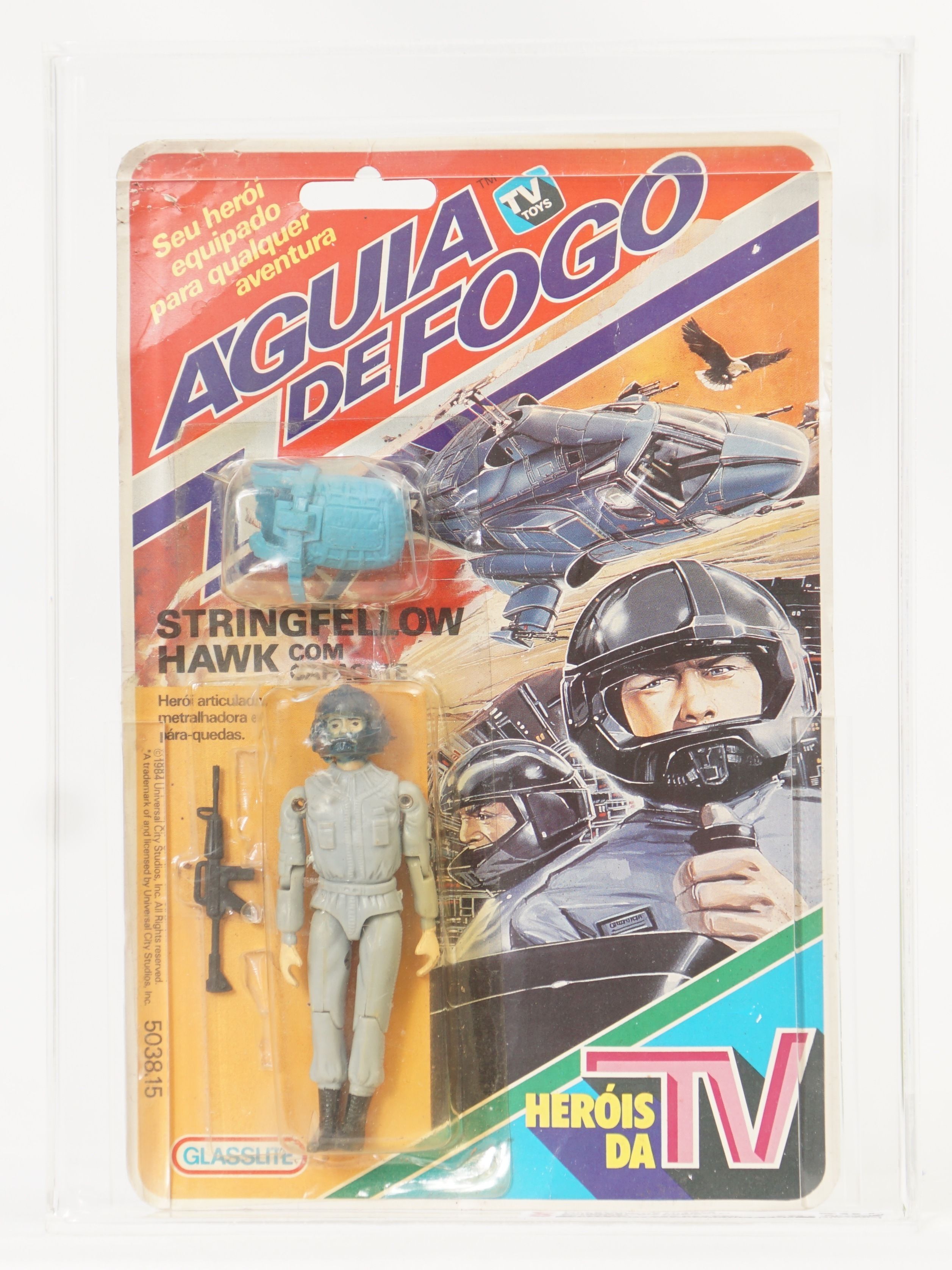 BOLT THE AIRFIGHTER フィギュア 1984 Glasslite Airwolf Carded Action Figure - Stringfellow Hawke