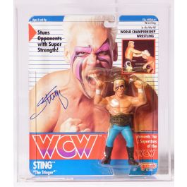 CUSTOM 1990 Galoob WCW Carded Wrestler Sting Signed by
