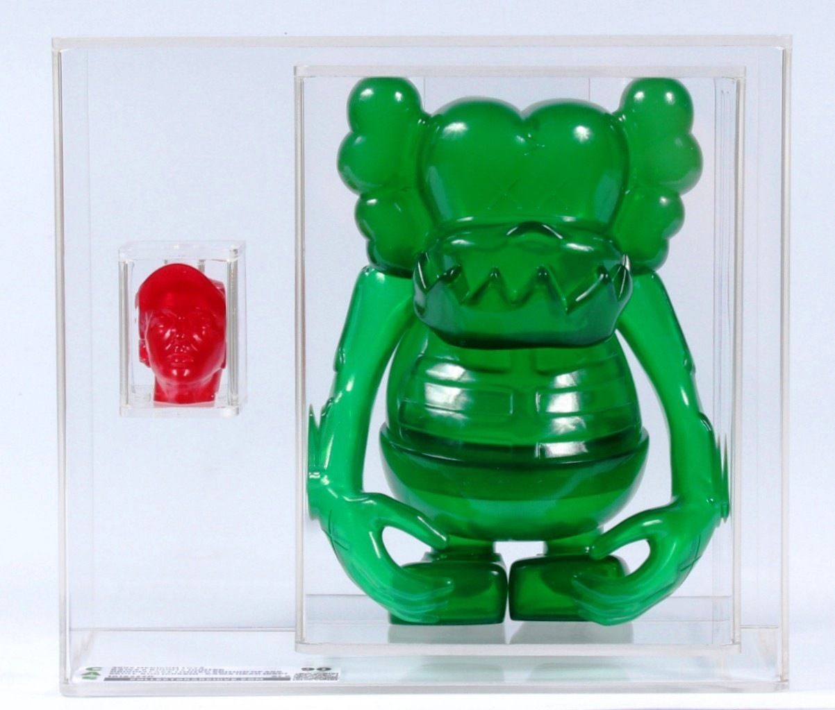 2006 Medicom Toys KAWS X Bounty Hunter OriginaFake Vinyl Figure - Skull-Kun  (Green)