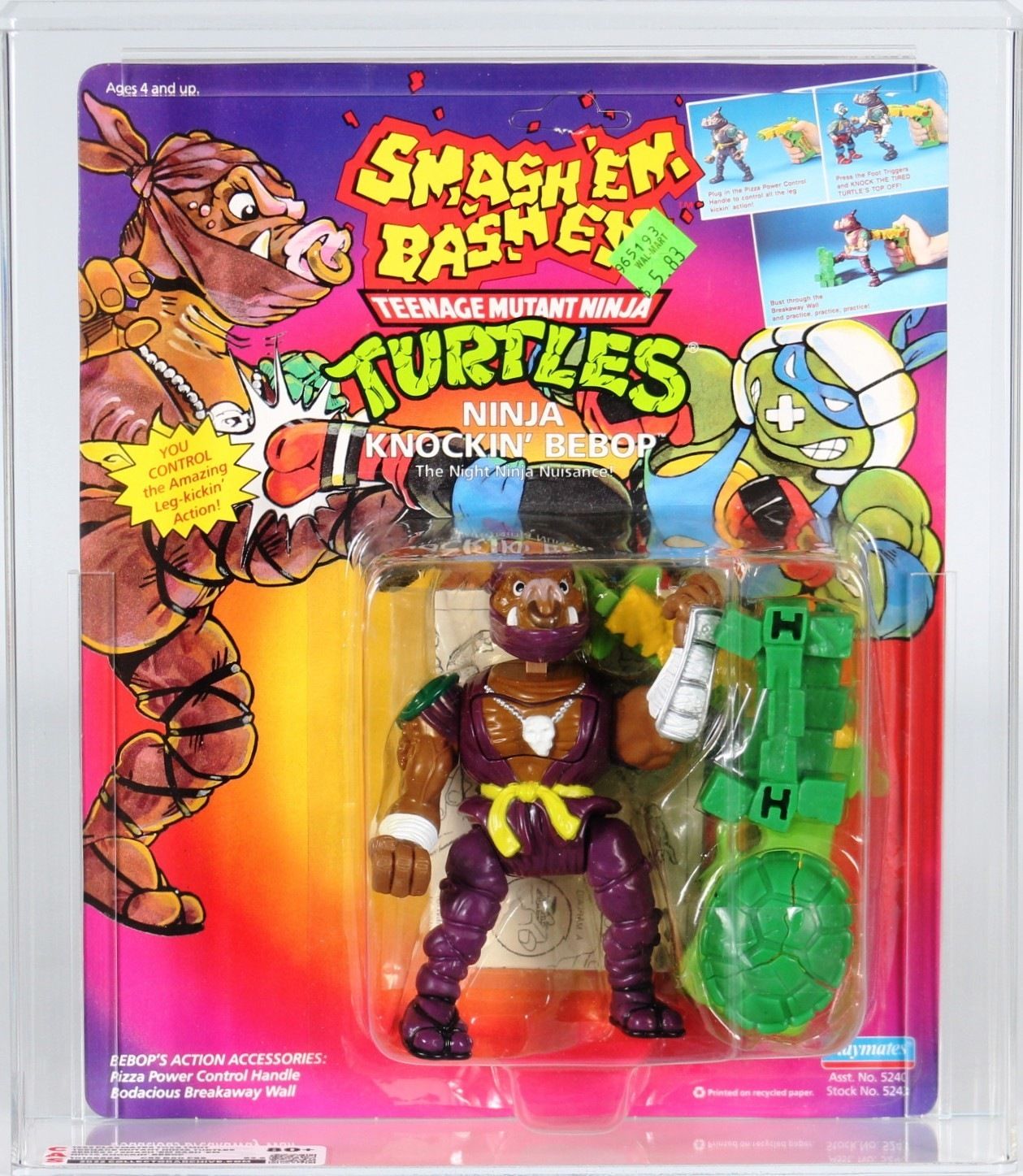 1992 Playmates Teenage Mutant Ninja Turtles Smash 'em Bash 'em Carded  Action Figure - Ninja Knockin' Bebop