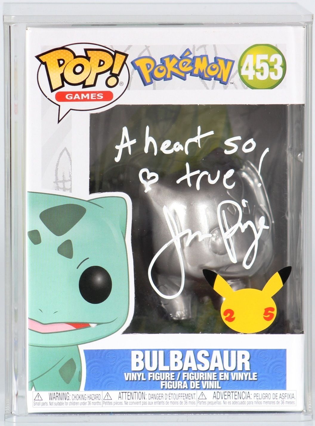 CUSTOM 2021 Funko Pop Boxed Vinyl Figure - #453 Bulbasaur Metallic (Signed  by Jason Paige)