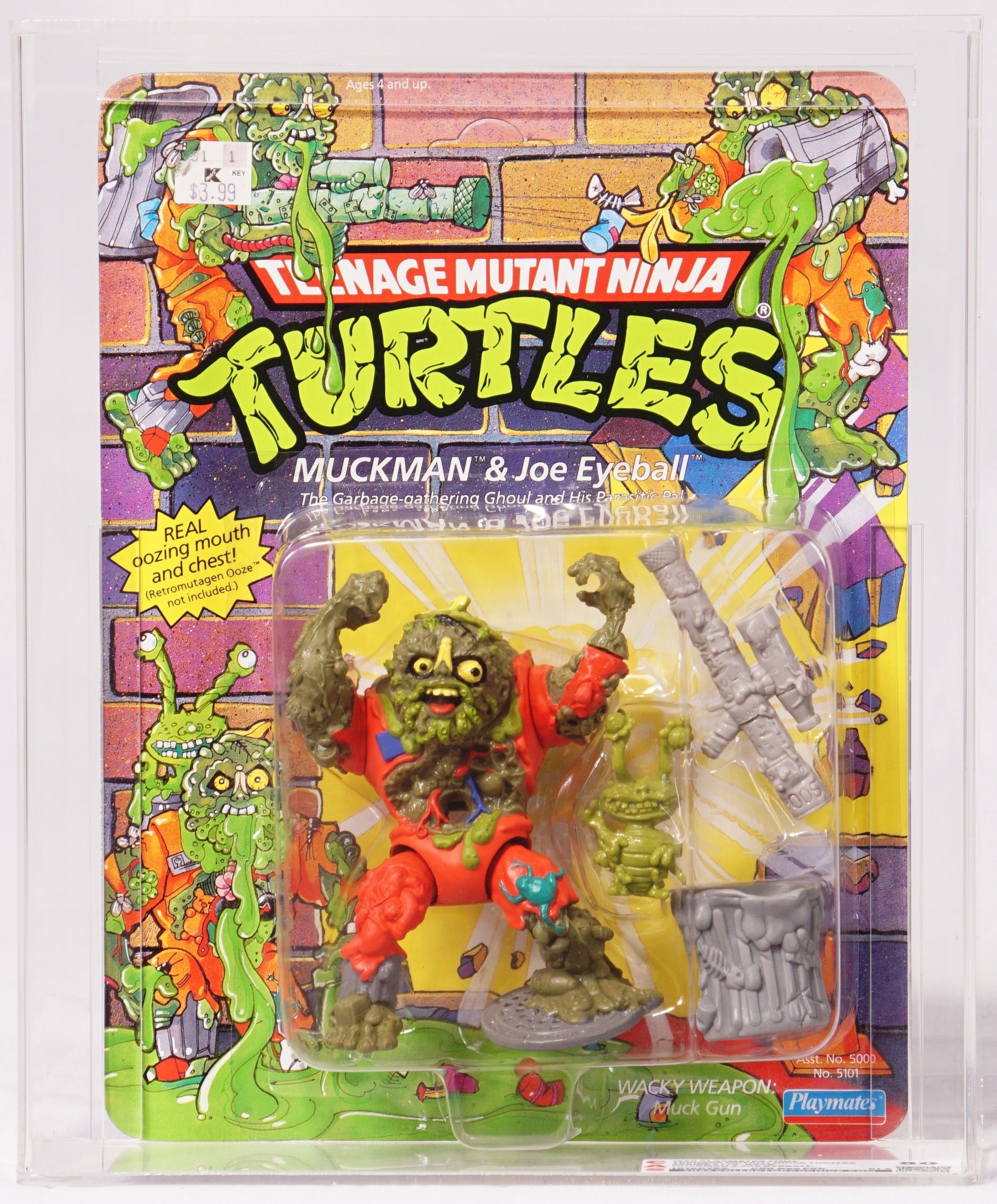 1990 Playmates Teenage Mutant Ninja Turtles Carded Action Figure Muckman Joe Eyeball
