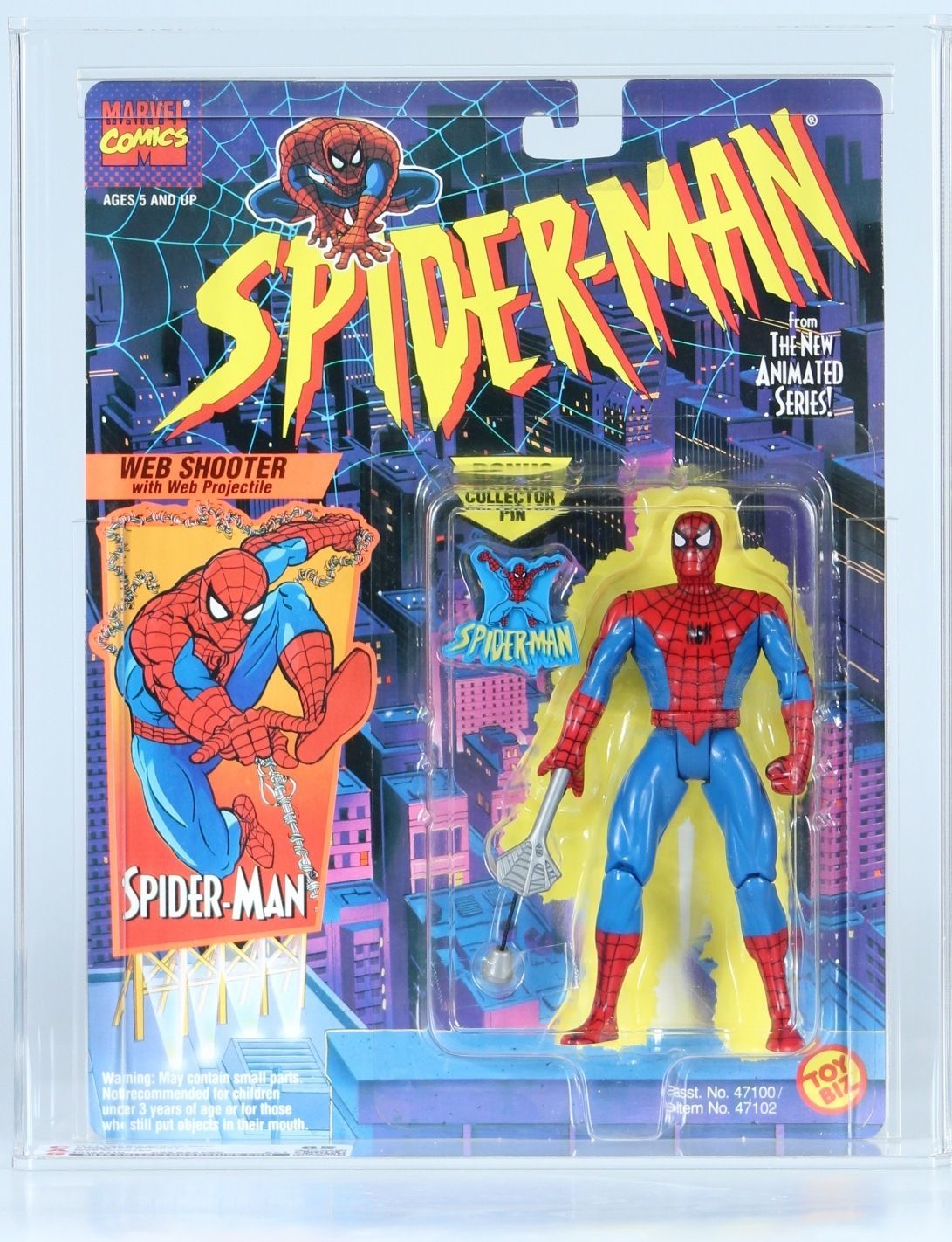 1994 Toy Biz Spider-Man Animated Series Carded Action Figure - Spider-Man  (Web Shooter)