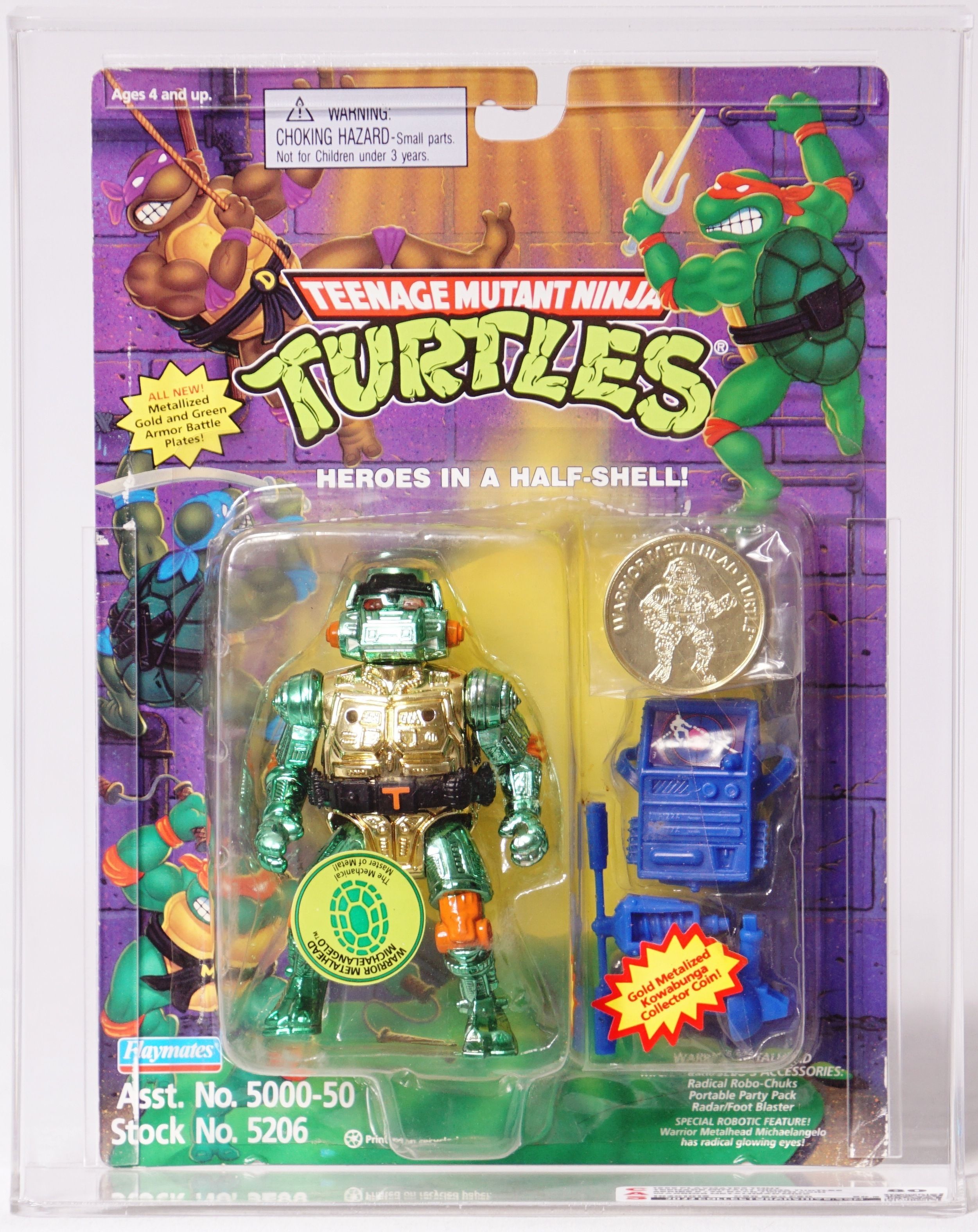 1995 Playmates Teenage Mutant Ninja Turtles Carded Action Figure Warrior Metalhead Mike