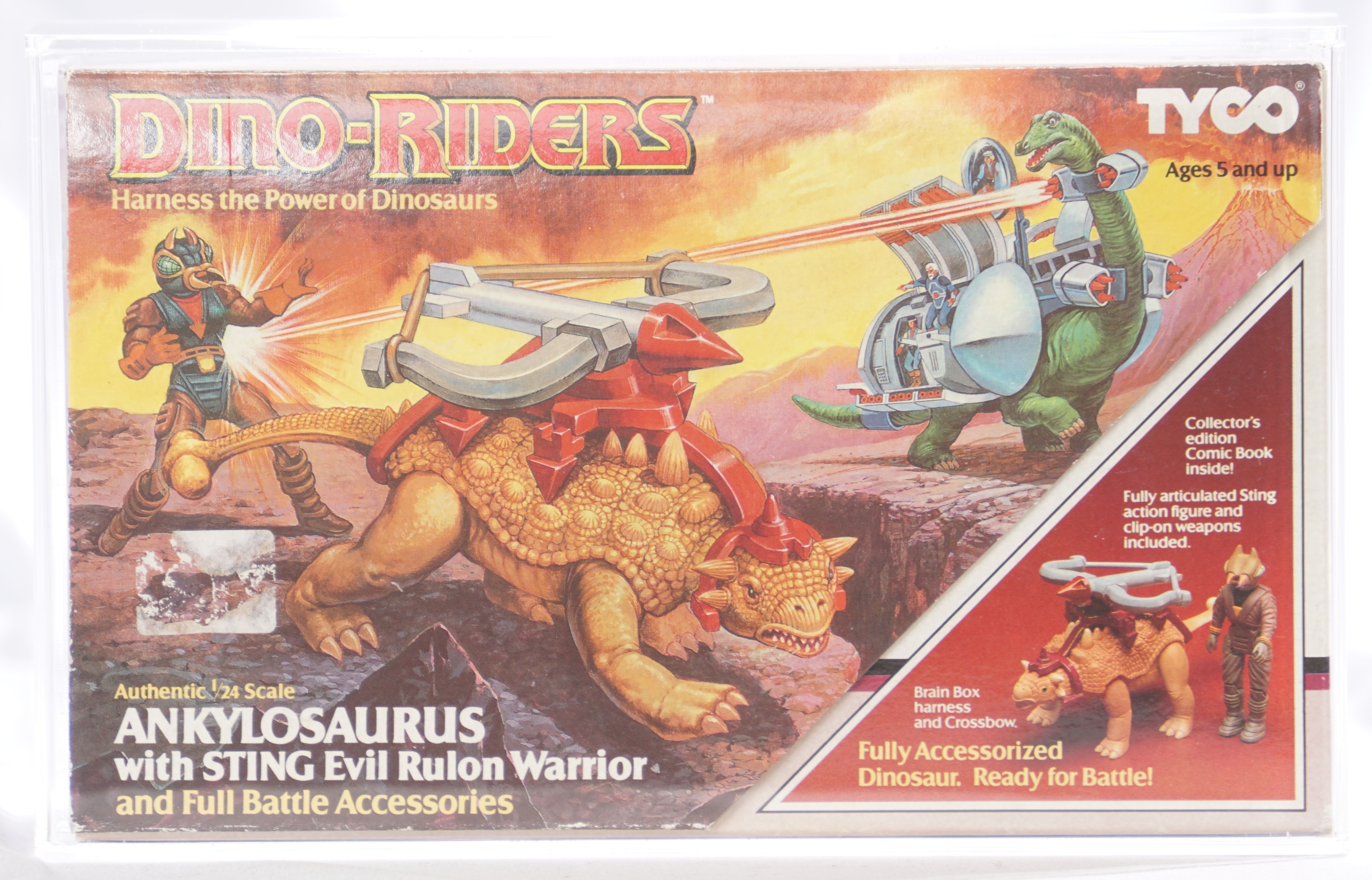1988 Tyco Dino Riders Boxed Action Figure - Ankylosaurus (Flap Closed)