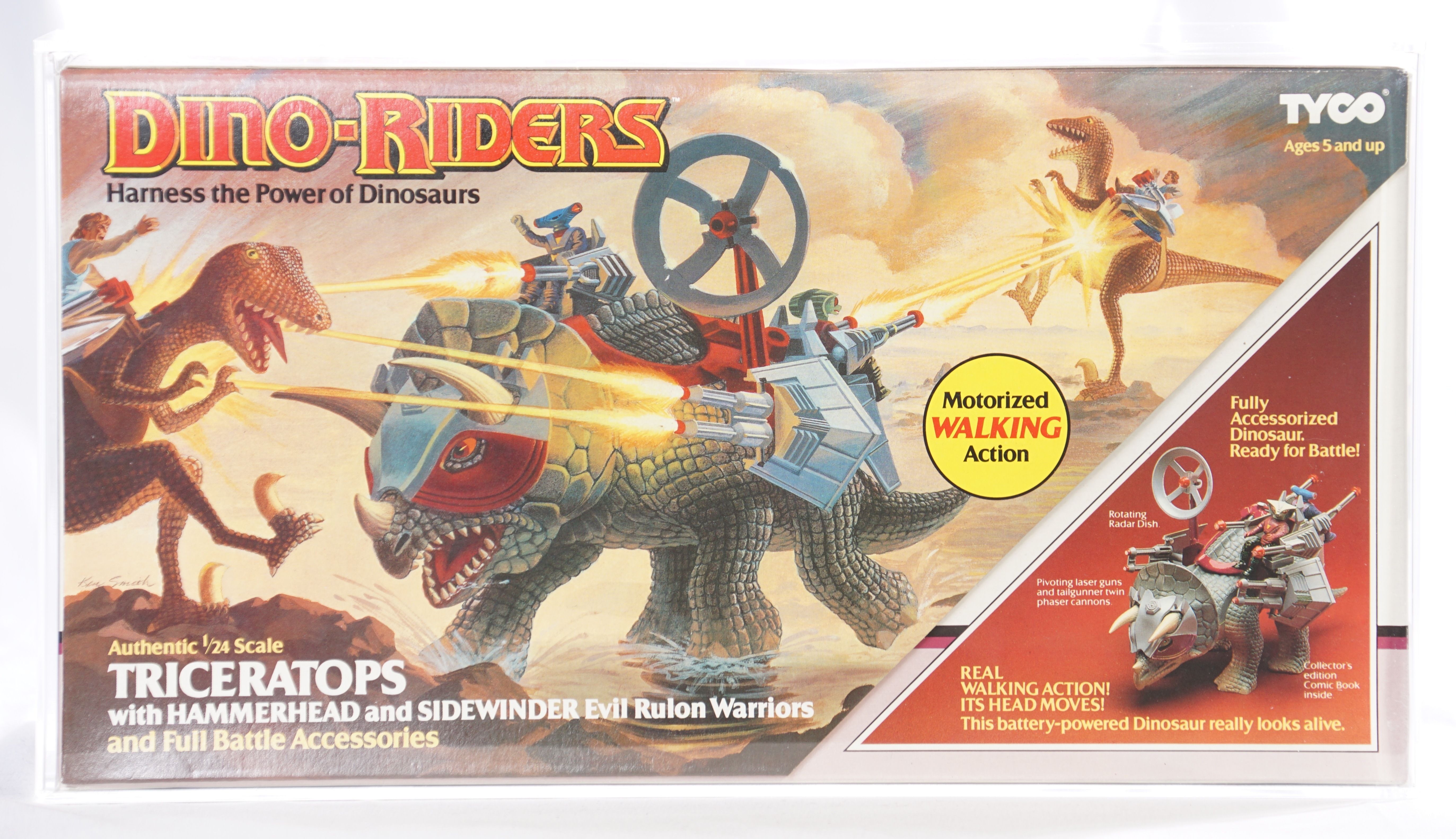 1988 Tyco Dino Riders Boxed Action Figure - Triceratops (Flap Closed)