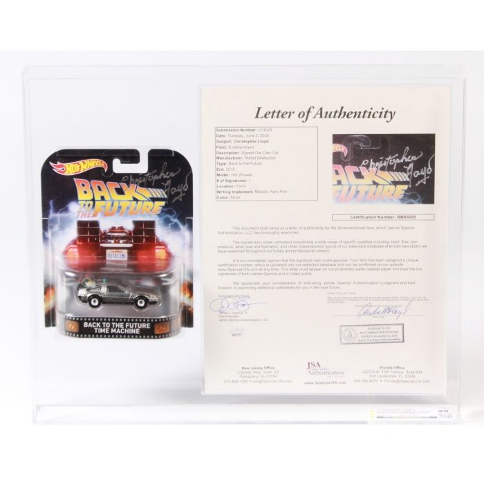 CUSTOM 2016 Mattel Hot Wheels Retro Entertainment Carded Vehicle Back To The Future Time Machine SIGNED BY Christopher Lloyd