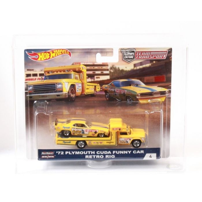 2018 Mattel Hot Wheels Team Transport Carded Vehicle 72 Plymouth Cuda Funny Car Retro Rig
