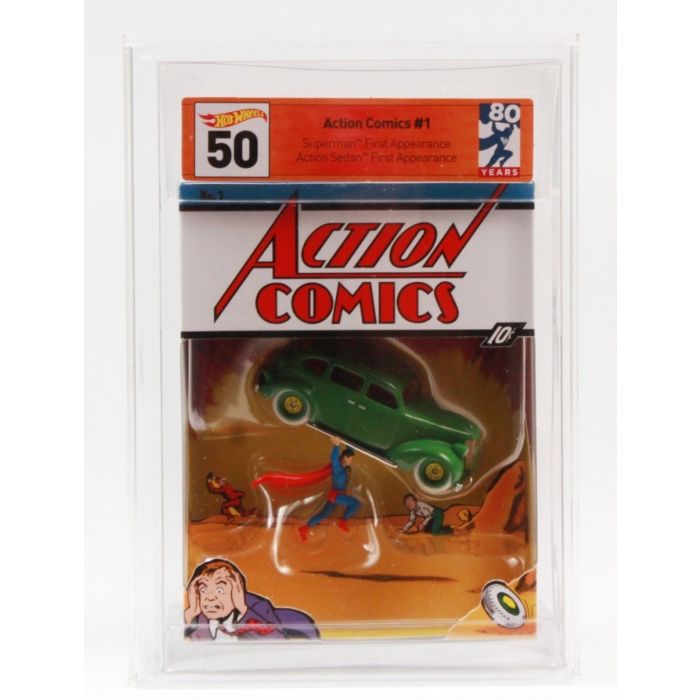 2019 Mattel Hot Wheels 50th Anniversary Boxed Vehicle Action Sedan Superman First Appearance Action Comics 1 HWC Special Edition