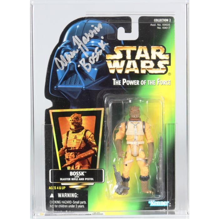 1996 Kenner Star Wars POTF II Carded Action Figure Bossk Signed By Alan Harris with JSA COA