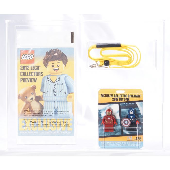 CUSTOM 2012 LEGO Collector s Preview Minifigures Iron Man Captain America with Lanyard Bag LE of 125