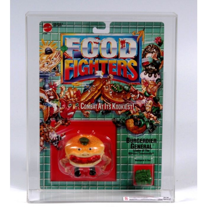 Figurine Vintage Food Fighters - Hamburger General Burgerdier (Mattel / POPY, 1988, Boîte)