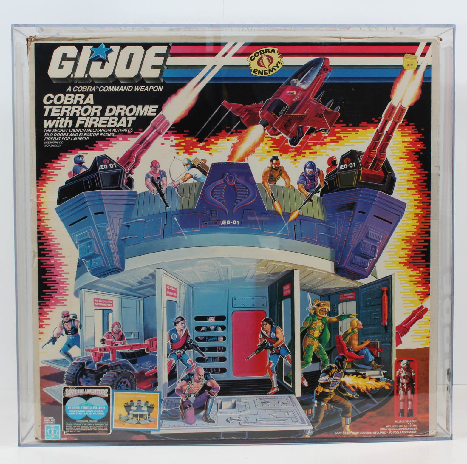 1986 Hasbro Boxed G.I. Joe Cobra Terror Drome with Firebat